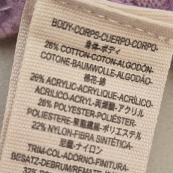 Free People Lavender Love Lace Crochet Peasant Sweater Top Shirred Waist- Size M - Picture 14 of 14